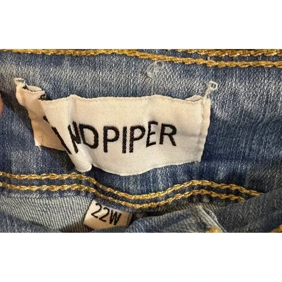 Sandpiper Floral Embroidered Skinny Jeans Light Wash Plus Size 22W Denim Pants - Picture 3 of 5